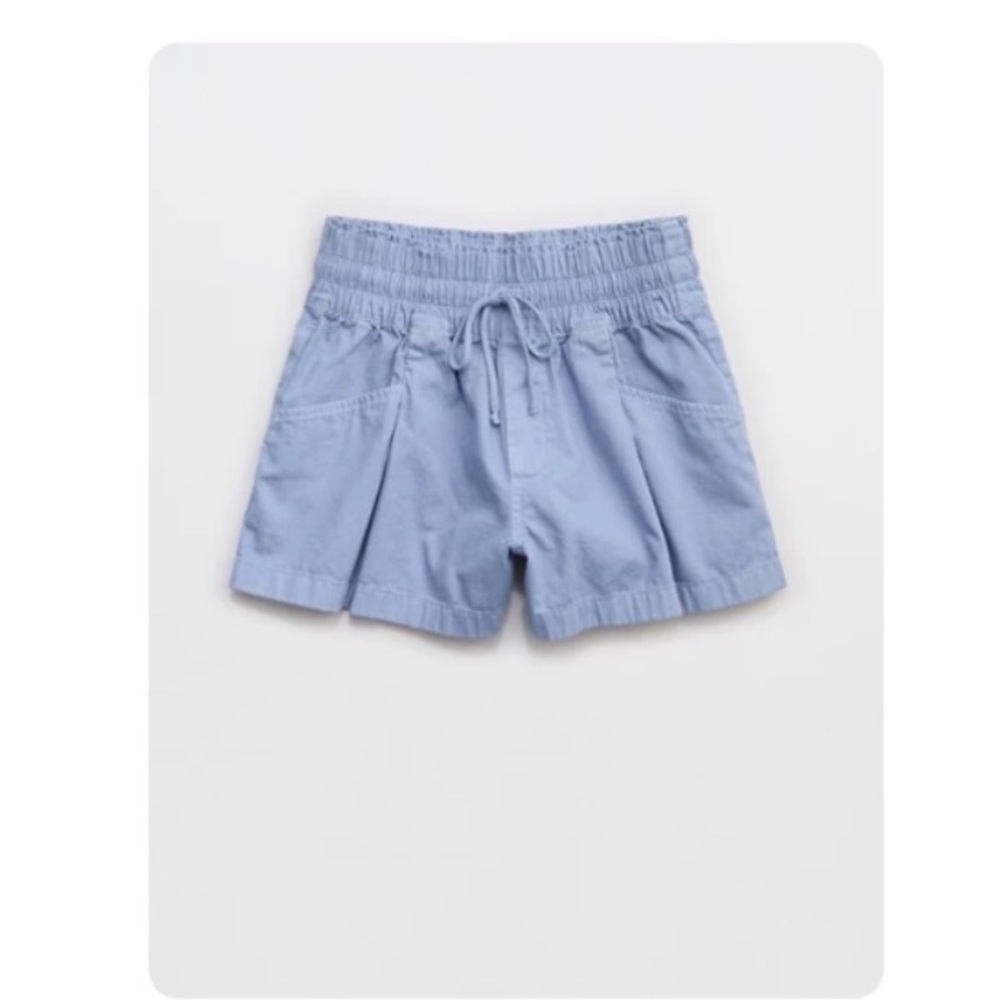 aerie Light Blue High Waist Drawstring Shorts size L
